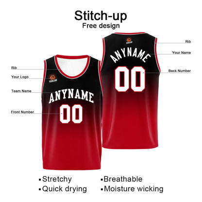 Custom Basketball Jersey Personalized Stitched Team Name Number Logo Black&Red