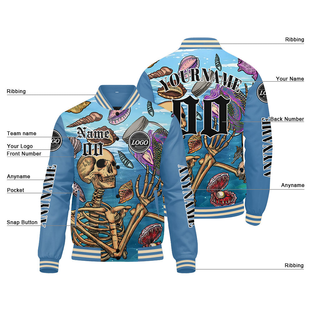 Custom Light blue Varsity Jackets for Men Women Youth Personalized Letterman Jackets