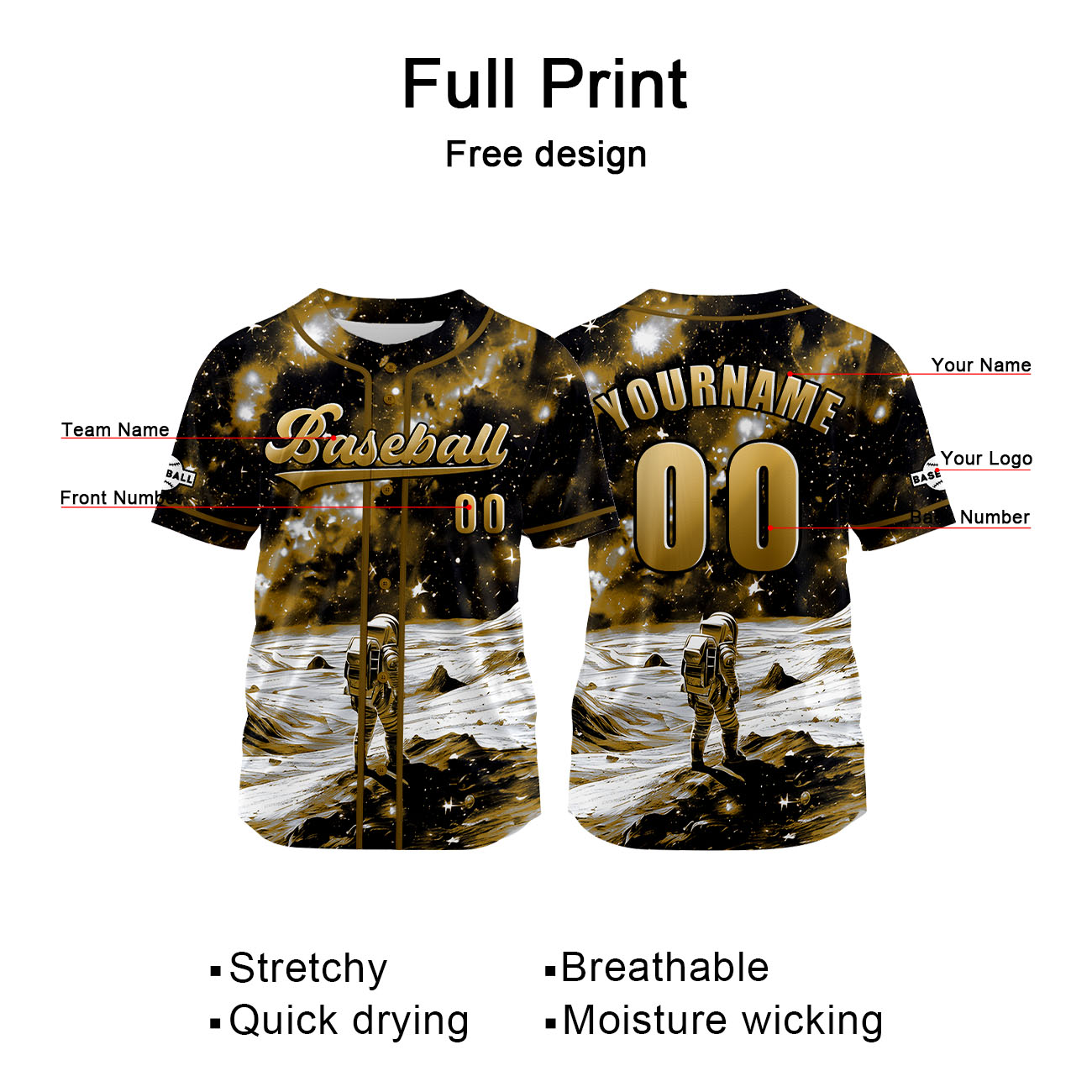 Custom Earthy Yellow Baseball Jersey Print Personalized Name, Number and Logo