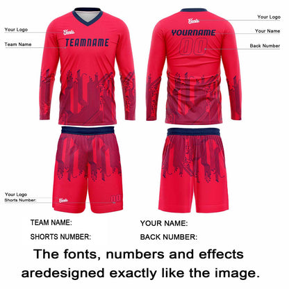 Custom Rose Red Dark Blue Basketball Soccer Football Shooting Long T-Shirt for Adults and Kids