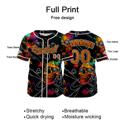 Custom Black Baseball Jersey Print Personalized Name, Number and Logo