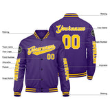 Custom Purple Yellow Varsity Jackets for Men Women Youth Personalized Letterman Jackets