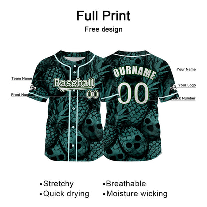 Custom Green Baseball Jersey Print Personalized Name, Number and Logo