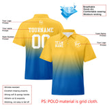 Custom Yellow Blue Football Gradient Polo Shirts  Add Your Unique Logo/Name/Number