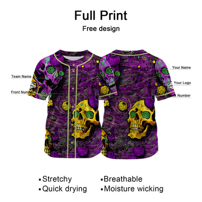 Custom Purple Baseball Jersey Print Personalized Name, Number and Logo