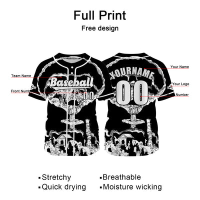 Custom Black Baseball Jersey Print Personalized Name, Number and Logo