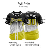 Custom Black Yellow Button Down Baseball Jersey for Men Women Adult Youth Print Name Number Logo