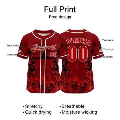 Custom Red Baseball Jersey Print Personalized Name, Number and Logo