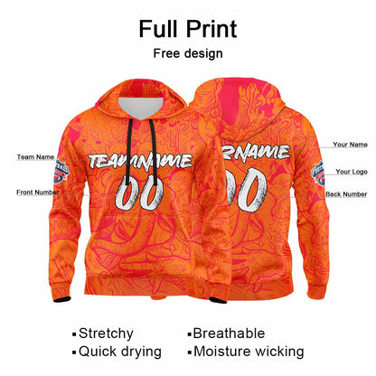 Custom Sweatshirt Hoodie For Man Woman Girl Boy Print Your Logo Name Number Orange
