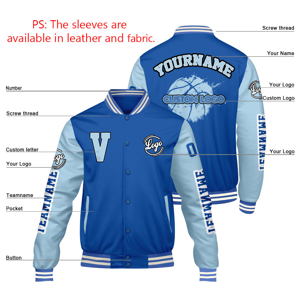 Custom Color Blue Lion Blue Varsity Jackets for Men Women Youth Personalized Letterman Jackets