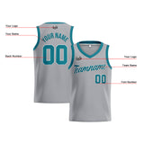 Custom Gray Teal Basketball Jersey for Men Women Adult Youth Stitched Name Number Logo