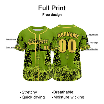 Custom Green Baseball Jersey Print Personalized Name, Number and Logo