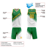 Custom Green White Reversible Basketball Suit for Adults and Kids Personalized Jersey