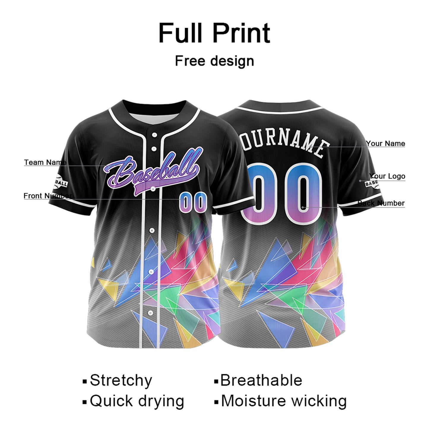 Custom Black Button Down Baseball Jersey for Men Women Adult Youth Print Name Number Logo