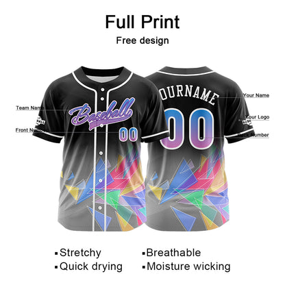 Custom Black Button Down Baseball Jersey for Men Women Adult Youth Print Name Number Logo