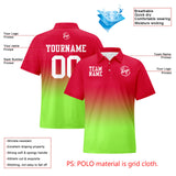 Custom Red Light Green Football Gradient Polo Shirts  Add Your Unique Logo/Name/Number