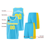Custom Light Blue Yellow Basketball Jersey for Men Women Adult Youth Stitched Name Number Logo