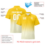 Custom Yellow Cream Football Gradient Polo Shirts  Add Your Unique Logo/Name/Number