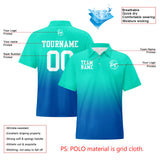 Custom Cyan Blue Football Gradient Polo Shirts  Add Your Unique Logo/Name/Number