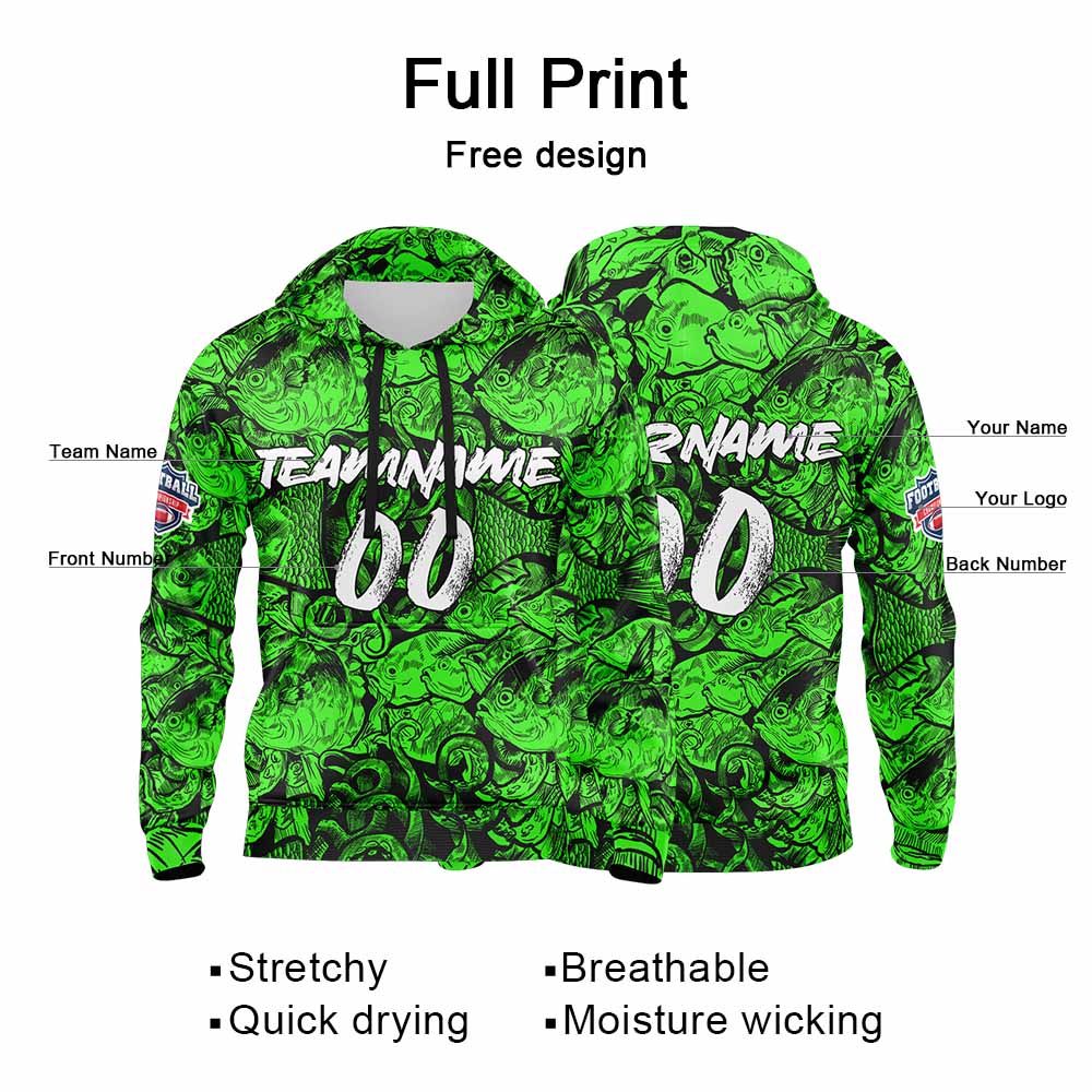 Custom Sweatshirt Hoodie For Man Woman Girl Boy Print Your Logo Name Number Green