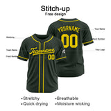 Custom Baseball Jersey Stitched Design Personalized Hip Hop Baseball Shirts Drak Gray-Yellow