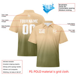 Custom Khaki Army Green Football Gradient Polo Shirts  Add Your Unique Logo/Name/Number