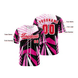 Custom Pink Button Down Baseball Jersey for Men Women Adult Youth Print Name Number Logo