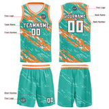 Custom Teal Orange Reversible Basketball Suit for Adults and Kids Personalized Jersey