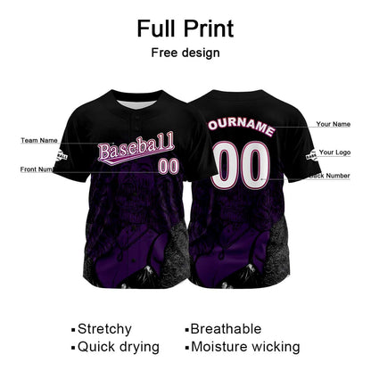 Custom Black Baseball Jersey Print Personalized Name, Number and Logo