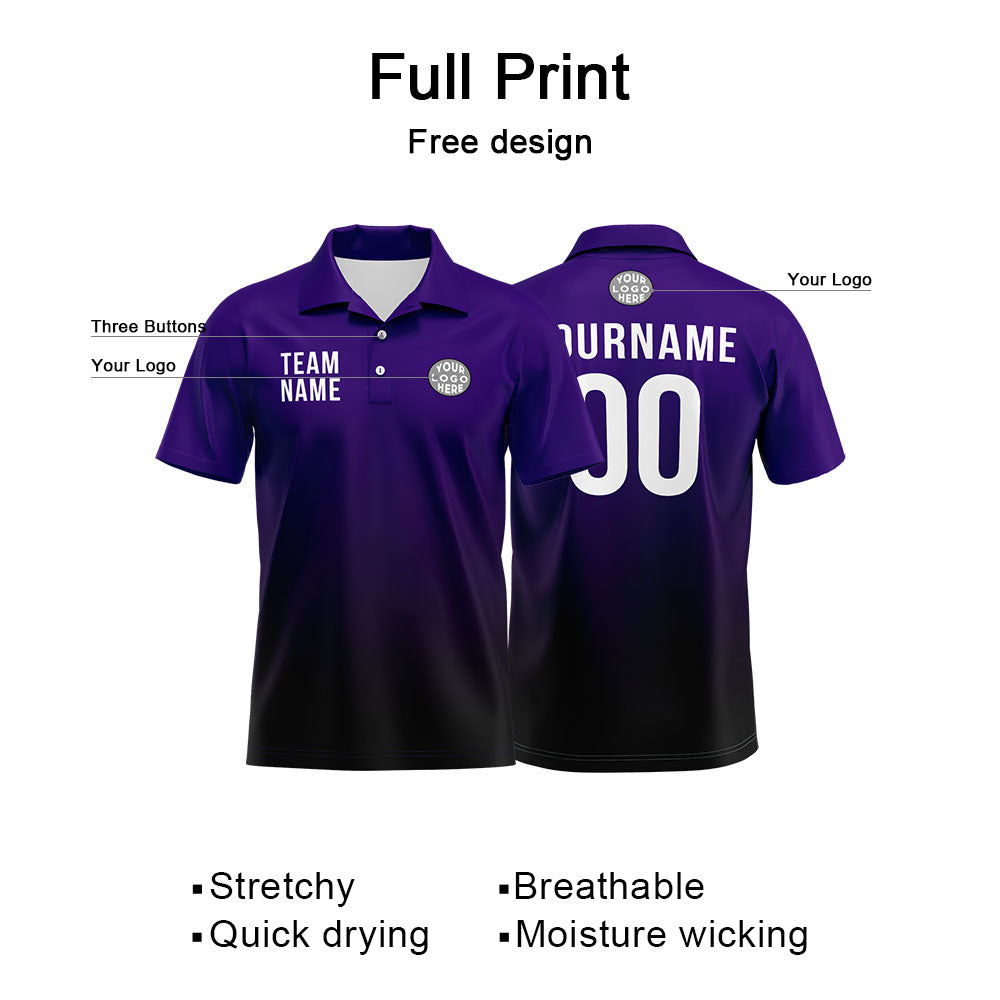 Custom Purple Black Football Polo Shirts  Add Your Unique Logo/Name/Number