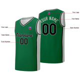 Custom basketball jersey shorts for men and women. Embroidered and printed name, number and logo Green&Grey