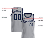 Custom Gray Navy Basketball Jersey for Men Women Adult Youth Stitched Name Number Logo