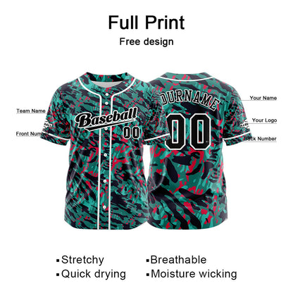 Custom Green Button Down Baseball Jersey for Men Women Adult Youth Print Name Number Logo
