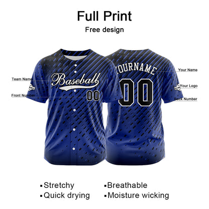 Custom Blue Button Down Baseball Jersey for Men Women Adult Youth Print Name Number Logo