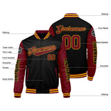 Custom Crimson Black Yellow Varsity Jackets for Men Women Youth Personalized Letterman Jackets