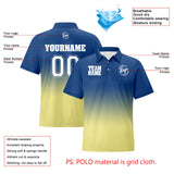 Custom Blue Light Yellow Football Gradient Polo Shirts  Add Your Unique Logo/Name/Number