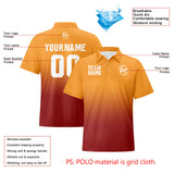 Custom Orange Burgundy Football Gradient Polo Shirts  Add Your Unique Logo/Name/Number