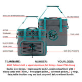 Custom Gray Cyan Double Layer Insulated Cooler Bag - 600D Oxford Waterproof Picnic Tote for Camping, Hiking & BBQ - Large Capacity Thermal Lunch Bag
