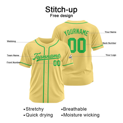 Custom Baseball Jersey Stitched Design Personalized Hip Hop Baseball Shirts Gold-Green