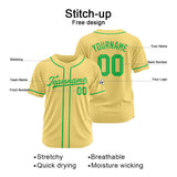 Custom Baseball Jersey Stitched Design Personalized Hip Hop Baseball Shirts Gold-Green