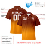 Custom Brown Orange Football Gradient Polo Shirts  Add Your Unique Logo/Name/Number