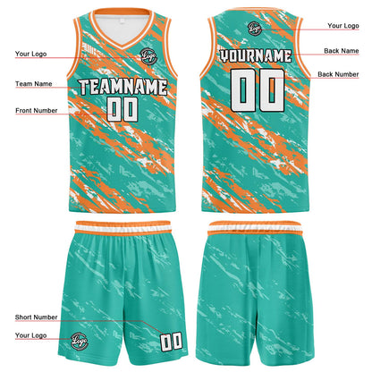 Custom Teal Orange Basketball Jersey Uniform Suit Printed Your Logo Name Number