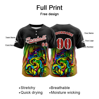 Custom Black Button Down Baseball Jersey for Men Women Adult Youth Print Name Number Logo