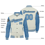 Custom Light Blue Cream Varsity Jackets for Men Women Youth Personalized Letterman Jackets