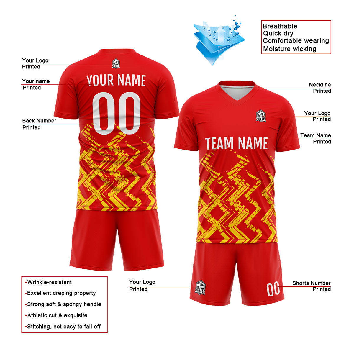 Custom Red Orange Uniform Jersey Kids Adults Personalized Set Jersey Shirt