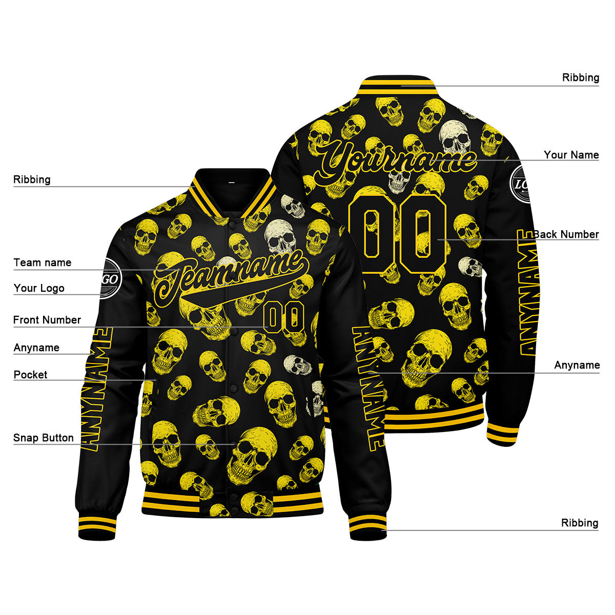 Custom Yellow Varsity Jackets for Men Women Youth Personalized Letterman Jackets