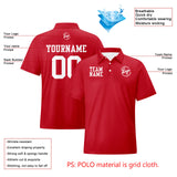 Custom Red White Football Polo Shirts  Add Your Unique Logo/Name/Number