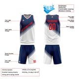 Custom Navy White Reversible Basketball Suit for Adults and Kids Personalized Jersey