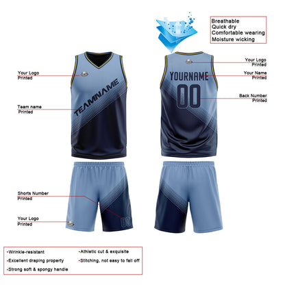 Custom Blue Reversible Basketball Suit for Adults and Kids Personalized Jersey
