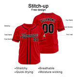 Custom Baseball Jersey Stitched Design Personalized Hip Hop Baseball Shirts Red-Black